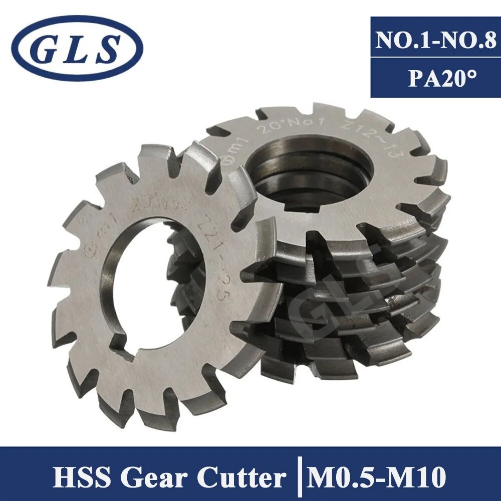 HSS Gear Milling Cutter M0.5 M1 M2 M3 M4 M5 M6 PA20 Modulus Degrees Disc Spur Gear Milling Cutter Straight Tooth Dis